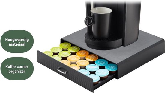 BRASQ Capsulehouder voor Dolce Gusto Capsules - Opbergbox met Lade - 30 Cups - Koffiecups houder Zwart