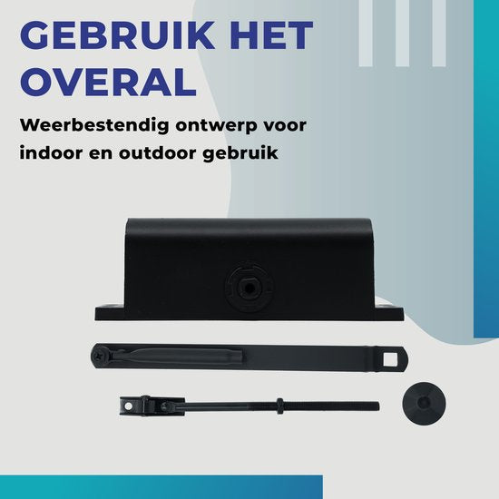 Gtrise Verstelbare Deurdranger - T/M 100KG - Large - Incl bevestigingsset - Hydraulisch - Hoge kwaliteit - Voor binnen & buiten - Veel functies - Deursluiter - Deurveer