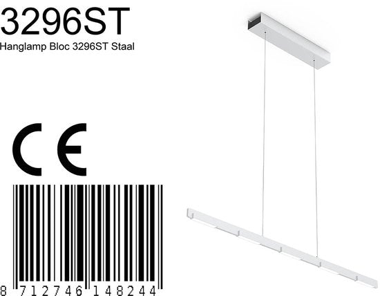 Steinhauer - hanglamp - Bloc - staal - glas metaal - design lamp - LED - 3296ST