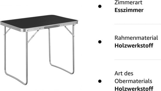 Klaptafel - Draagbaar bureau - Compacte standaard - Inklapbaar oppervlak - Reiswerkstation - Lichtgewicht bord - Eenvoudig op te zetten plaat - Zwart - 70x60x50 cm