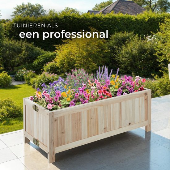 tectake® Verhoogde Plantenbak Blomster - Bloembakken voor buiten Rechthoekig - Inclusief folie - Opvouwbare Houten Bloembak - Stabiel en Weerbestendig - 70 x 30 x 25 cm - Tuinbed voor Kruiden, Groenten en Bleomen - Antraciet