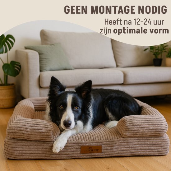 By Cee Cee Orthopedische Hondenmand – Orthopedisch Hondenkussen – Hondenbed – Ribstof - Voor Middelgrote Honden - Mokka Taupe - 108x81cm - Emma