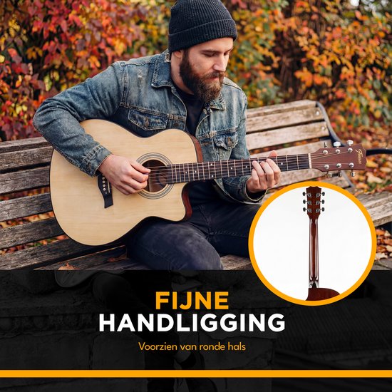 Finesse Akoestische Gitaar - met Videocursus - 4/4 40" - Western Gitaar - Gitaar Kind & Volwassenen - Naturel