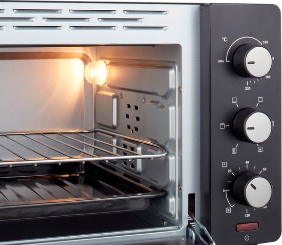 Tomado TEO3000B - Vrijstaande oven - 30 Liter - 1600 Watt - Hetelucht - 3 insteekniveau's - Zwart