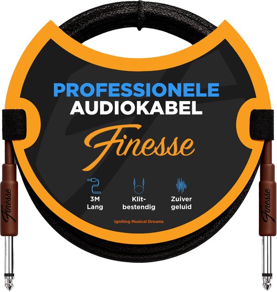 Finesse Gitaarkabel PRO - 300 cm - Jack 6.35mm - Audio Kabel - Instrumentkabel - Gitaar Kabel