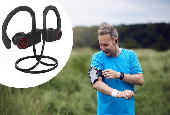 Draadloze in-ear Bluetooth oordopjes, Sport headset - Wireless Headset - zwart/rood U8