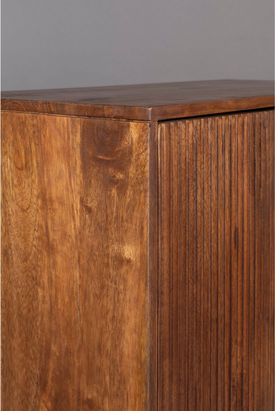 Dutchbone - Saroo - Opbergkast met Grafisch Patroon en 2 Deuren - 80 x 40 x 125,5 cm - Mangohout & Metaal - Bruin/Zwart
