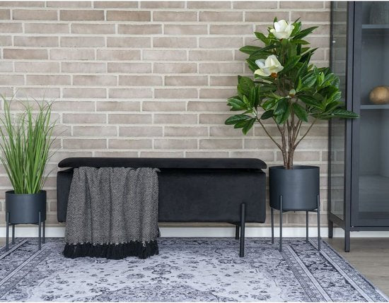 House Nordic - Bankje met Opbergruimte Luna - 95 x 36,5 x 46 cm - Zwart