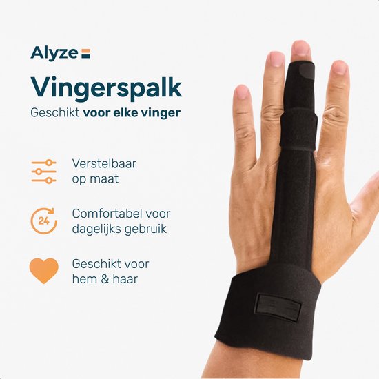 Vingerspalk - Middel vinger - One size - Geschikt voor alle vingers - Vingerbrace - Zwart - Vinger splint - Vinger spalk - Wijsvinger - Triggerfinger - Ringvinger - Mallet vinger - Spalk