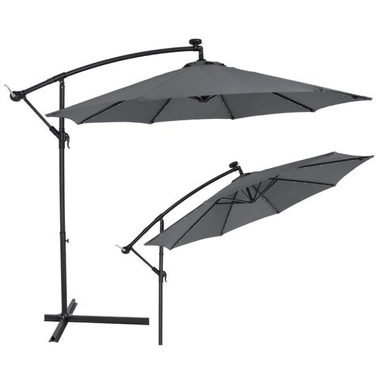 Kingsleeve Zweefparasol - Parasolvoet LED-verlichting 330cm - Antraciet