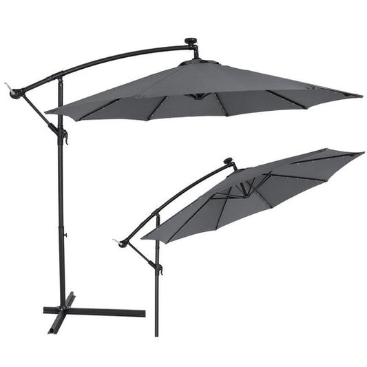 Kingsleeve Zweefparasol - Parasolvoet LED-verlichting 330cm - Antraciet