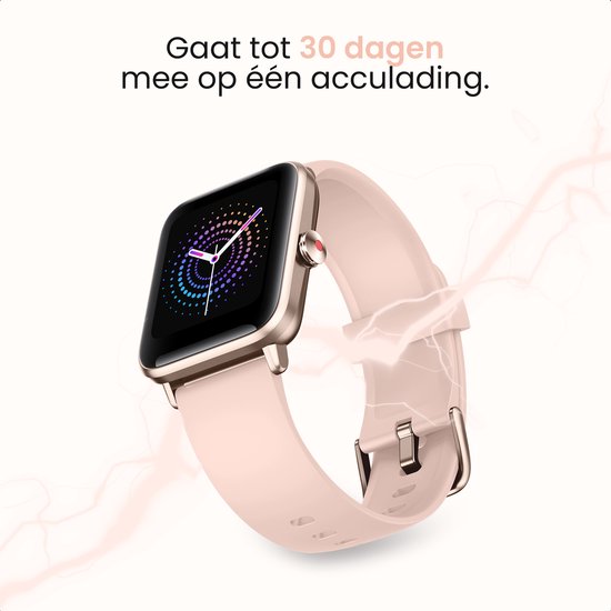 MAOO BOOST Smartwatch – Inclusief Screenprotector – Waterproof – Dames Smartwatch Rosé Goud – Stappenteller, Hartslag & Slaapmonitor – Multisport – Android & iOS – Roze