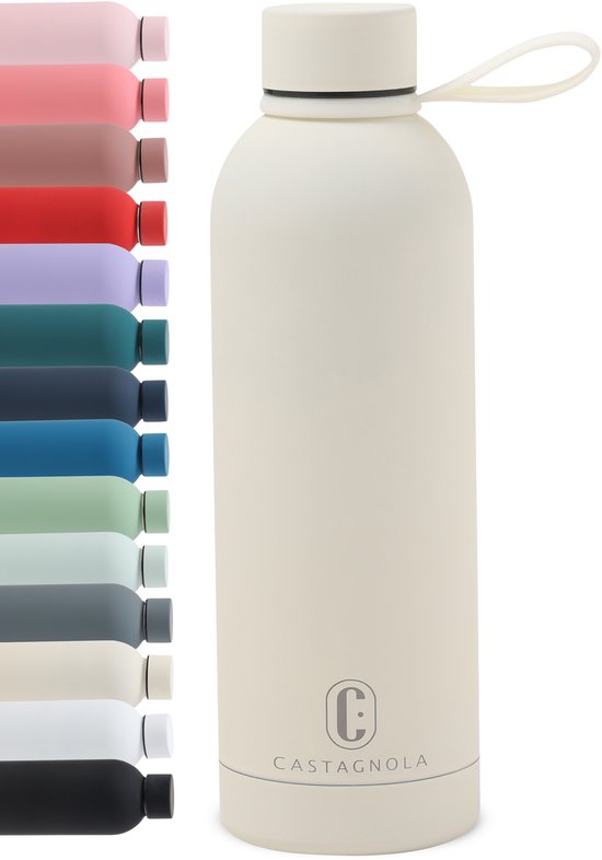Castagnola Waterfles - RVS Drinkfles 500 ML - Stalen Thermosfles - Drinkflessen voor Volwassenen - Dubbelwandig - Offwhite
