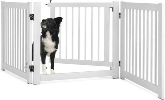 Coast opvouwbare driedelige barrièregrillehonden met poort gemaakt van dennenhout voor deuren / trappen 61 cm hoog wit
