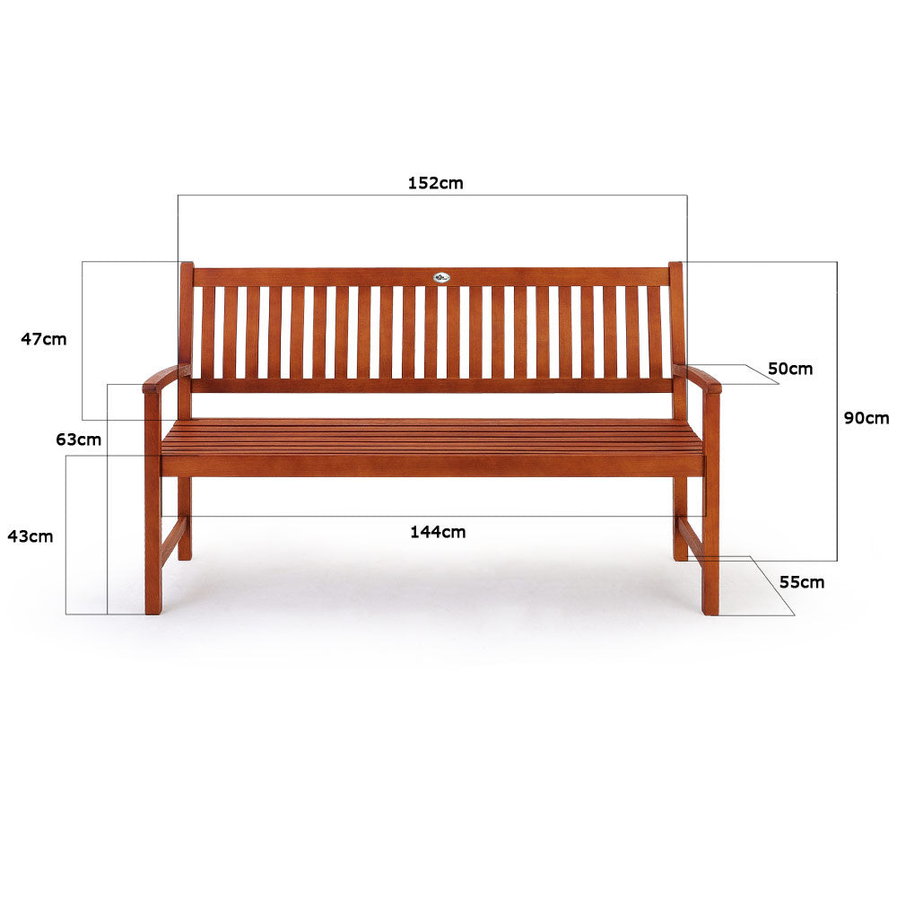 Casaria Tuinbank Maxima - 3-zits 152 cm FSC®-Gecertificeerd – Bruin