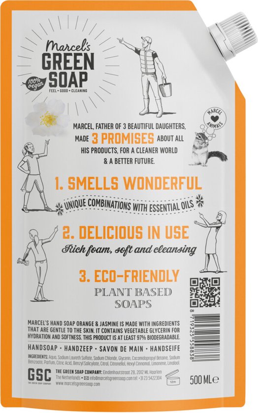 Marcel's green soap navulling sinaasappel jasmijn 500 ml