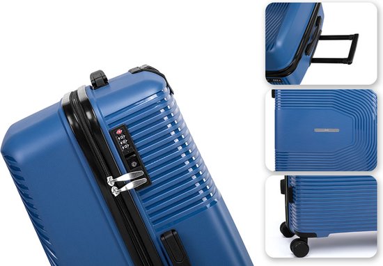 Milanoro Kofferset 3-delig - Lichtgewicht Polypropyleen - Blauw - 360° Wielen & TSA-slot