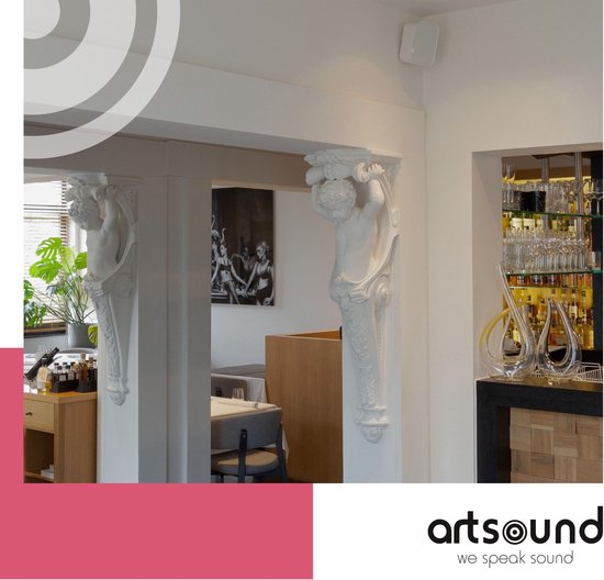 Artsound UNI20, Set van 2 passieve luidsprekers, 2-weg hifi luidspreker, 10-40 watt, muurbeugel met kogelgewricht, geschikt voor ruimtes tot 20 m² zoals gang, keuken, toilet, kleur: wit