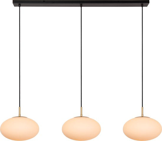 Lucide Elysee hanglamp 3x E27 opaal glas – messing accenten – 130 x 30 x 150 cm