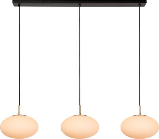 Lucide Elysee hanglamp 3x E27 opaal glas – messing accenten – 130 x 30 x 150 cm