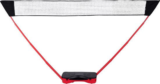 Donnay Badmintonset - 2 Personen - Badmintonrackets - Shuttles - Badminton Net - Incl. Reiskoffer - Zwart/Rood