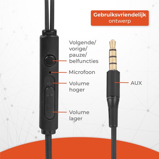 Nuvance - Oortjes met Draad - 3.5mm Jack Aansluiting - Oordopjes met Draad - In-Ear Oortjes met Draad en Microfoon - Zwart