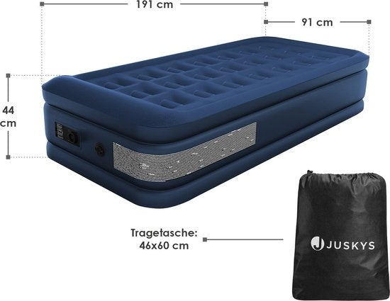 Juskys Zelfopblaasbaar Luchtbed Sapri M - Blauw - 191 x 91 x 44 cm - Incl. Opbergtas