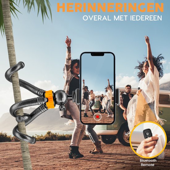 Studio ME Telefoon Statief - 25 cm - Tripod Smartphone - Flexibel - Camera Statief - Zwart - Gorillapod - Telefoonhouder - Incl. Bluetooth Afstandsbediening - Tripod Iphone - Statief Telefoon