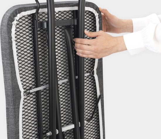 Brabantia Strijkplank C – XL 124 x 45 cm – Metallised – Met Stoomunithouder – Verstelbaar & Stabiel - Grijs