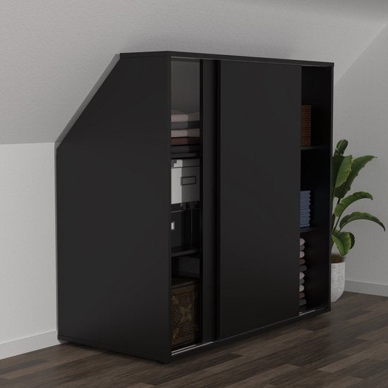 VDD - Kledingkast schuine wand zolder slaapkamer - Opbergkast geschikt voor schuine wanden - 100 x 100 x 50 cm -Zwart
