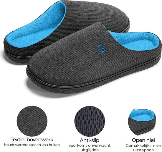 Pantoffels Heren - Sloffen - Maat 46/47 - Grijs - Anti-slip - Comfeet