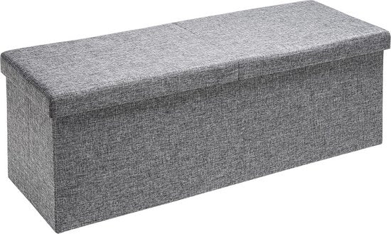 Casaria Zitbank met Opbergruimte - 80x40x40cm 100L Linnen Look – Lichtgrijs