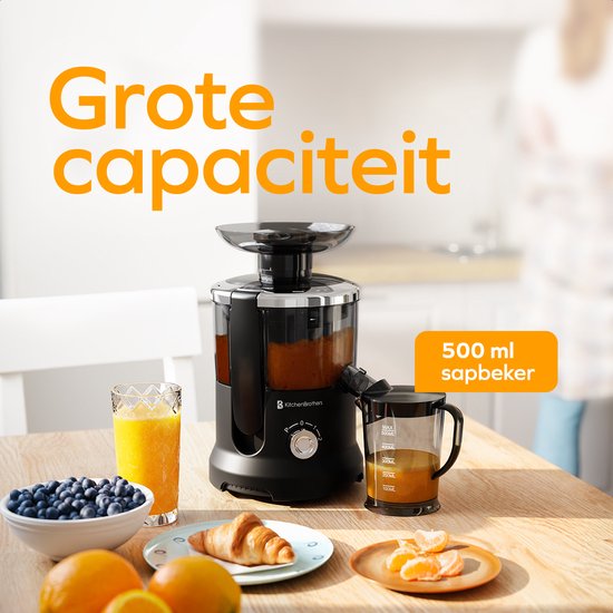 KitchenBrothers Sapcentrifuge - Juicer - Met Pulpcontainer - 500ml - 600W - Zwart