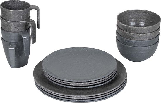 Bo-Camp - Servies - Stone - 16 Stuks - Grijs