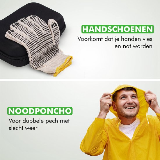 Travelhawk Noodpakket Auto - Noodpakket Autopech - Incl. Startkabels, hoofdlamp - 10 Delig - Zwart