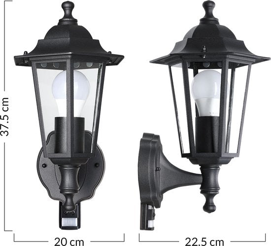 Monzana Wandlamp - met Bewegingssensor - Weerbestendig - Antraciet