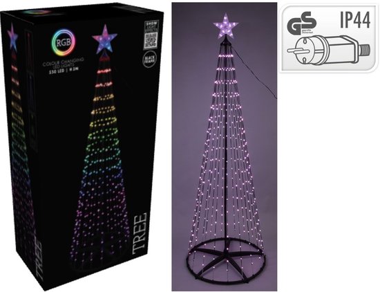 Kerstboom - Vlaggenmast - RGB Licht - 300cm - 550 LED - incl. Frame - Kleuren Veranderend