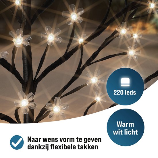 Kerstbloesem Boom Lichttak - 220 cm - 220 LEDs - Voor binnen of buiten