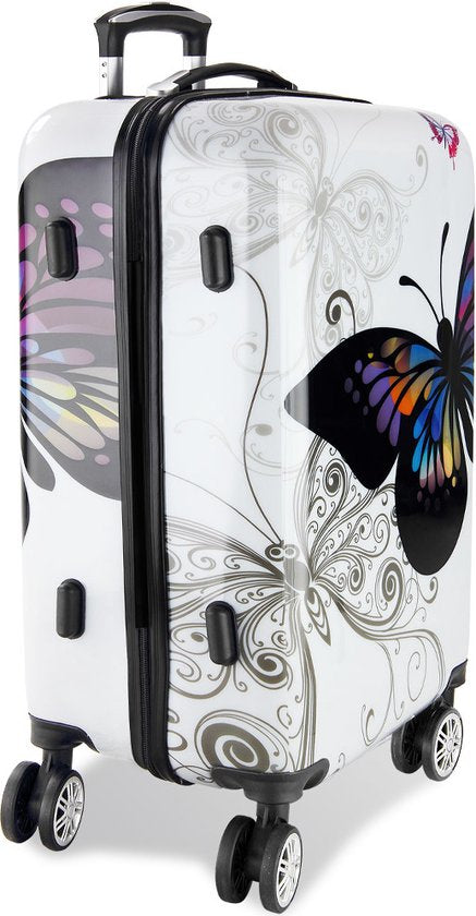 Monzana Koffer Set - 4 Stuks Vlinder Motief met slot - 360° Wielen