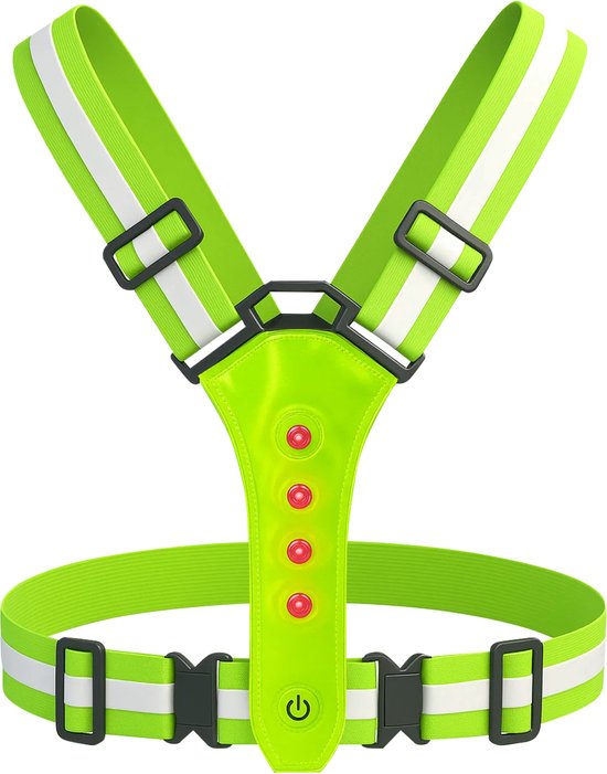 Nuvance Hardloopvest met Verlichting - Reflecterend Hardloopvest - 360 Graden Reflectie - Verstelbaar Running Vest - LED - Groen