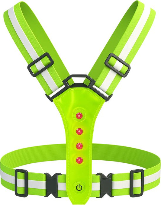 Nuvance Hardloopvest met Verlichting - Reflecterend Hardloopvest - 360 Graden Reflectie - Verstelbaar Running Vest - LED - Groen