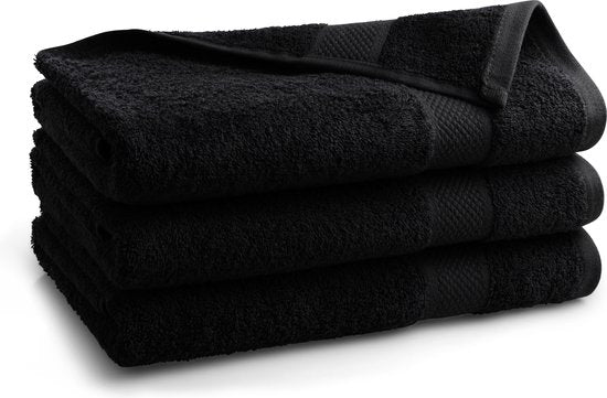 DoubleDry Handdoeken 70 x 140 cm – set van 3 – Hotelkwaliteit 500 g/m2 – Zacht & Absorberend - OEKO-TEX Made in Green & BSCI Gecertificeerd - raven zwart