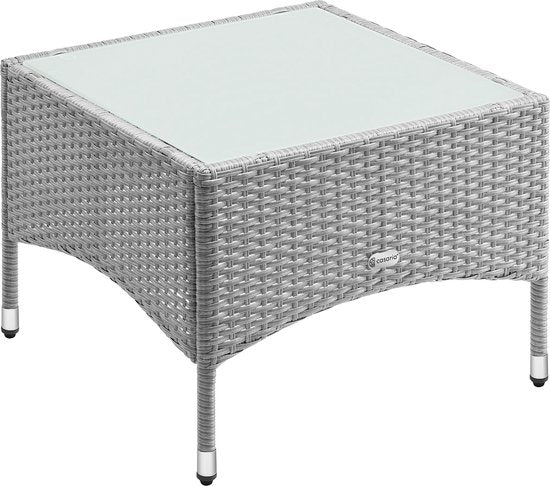 CASARIA Bijzettafel - Polyrattan Buiten Koffietafel 58x58x42cm - Grijs