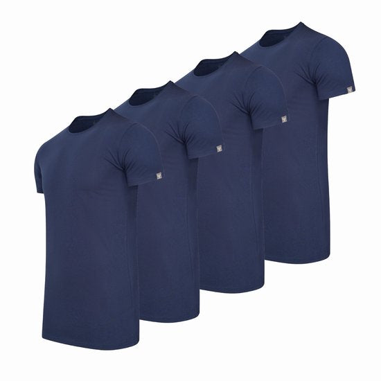 Cappuccino Italia - Heren 4-Pack T-shirt - Extra Lang - Blauw - Maat L