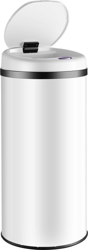Monzana Prullenbak - Automatisch Rond 30L 30x53cm Display Sensor - Wit