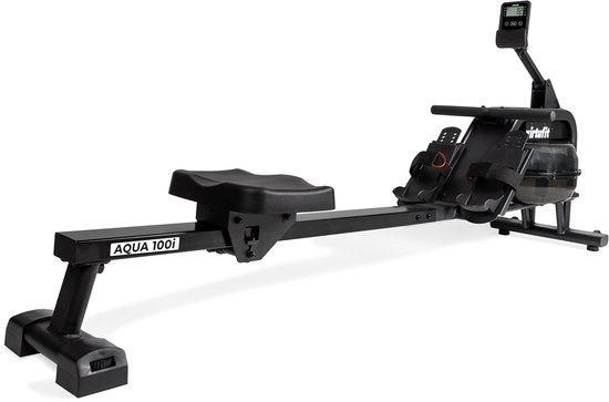 VirtuFit AQUA100i Roeitrainer met Waterweerstand – Enkele Rail – Incl. Display, Tablethouder en Transportwielen – Kinomap & Fitshow – Max. 120 kg en 200 cm – Roeiapparaat – Roeimachine