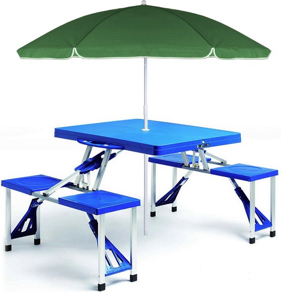 Deuba Campingtafel – Aluminium met 4 Zitplaatsen – Inklapbaar Blauw