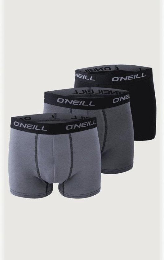 O'Neill Heren Boxershorts Trunks 900003 Effen Grijs/Zwart 3-Pack - Maat S
