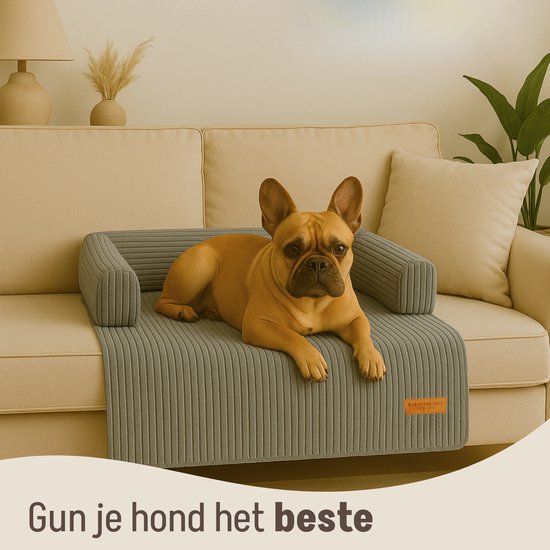 By Cee Cee – Hondendeken Voor Bank – 90 x 90 x 16 cm – Voorzien Van Volledig Afritsbare Hoes En Opstaande Randen – Voor Meubelbescherming – Donkergrijs Ribstof