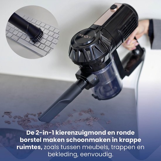Nexxt 3-in-1 Snoer Stofzuiger met Telescopische Steel en Handstofzuiger – Verlengbare Steelstofzuiger met Cycloontechnologie – HEPA-Filter – 600 Watt